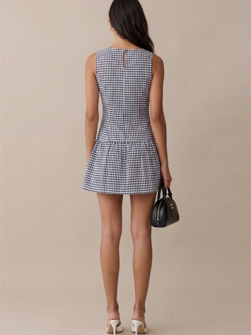 Black & White Gingham Sleeveless Mini Dress - Picture 2 of 6